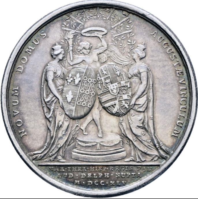 Francia. Luis XV. 1715–1774. Medalla de 1745. Matrimonio con María Teresa de España
