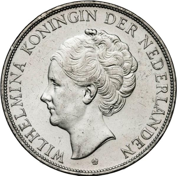Países Bajos. Guillermina 1938. Moneda de 2 y 1/2 guilden de plata. EBC