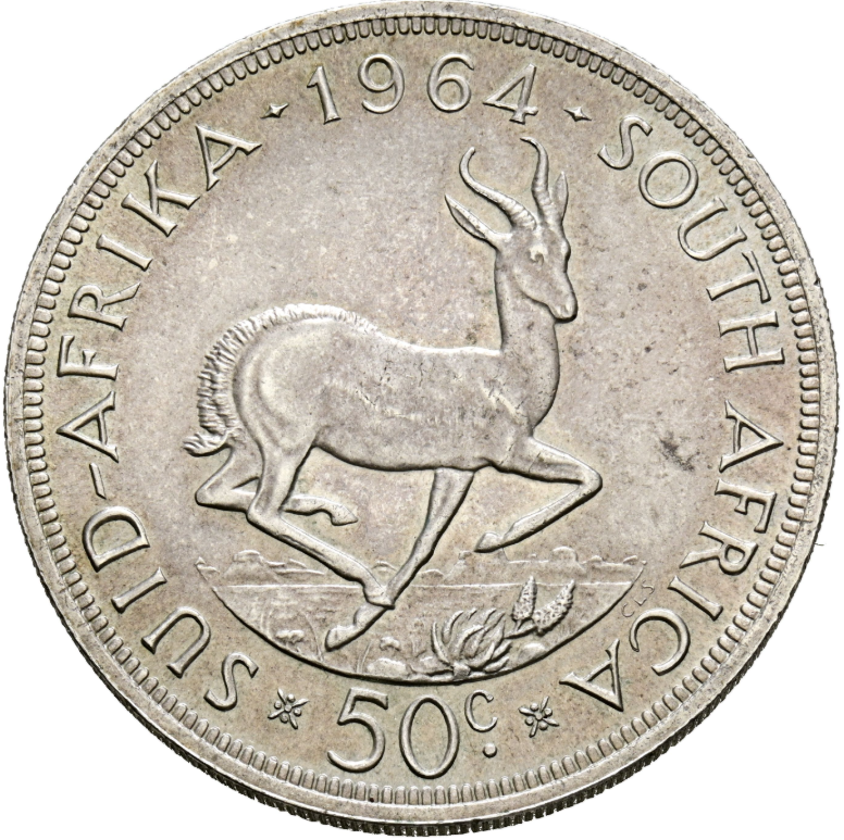 SUDÁFRICA. 50 Cents 1964. Jan Van Riebeeck. Plata. EBC