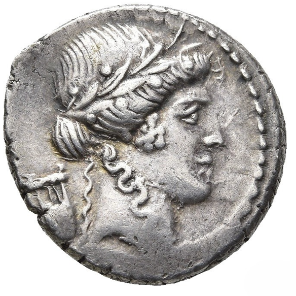 GENS CLAUDIA P. CLODIUS M.F. TURRINUS. Denario (42 a.C.). Roma.