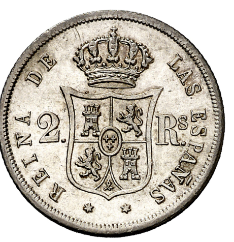 1862. Isabel II. Madrid. 2 reales. Pátina. Ex-colección Flemming