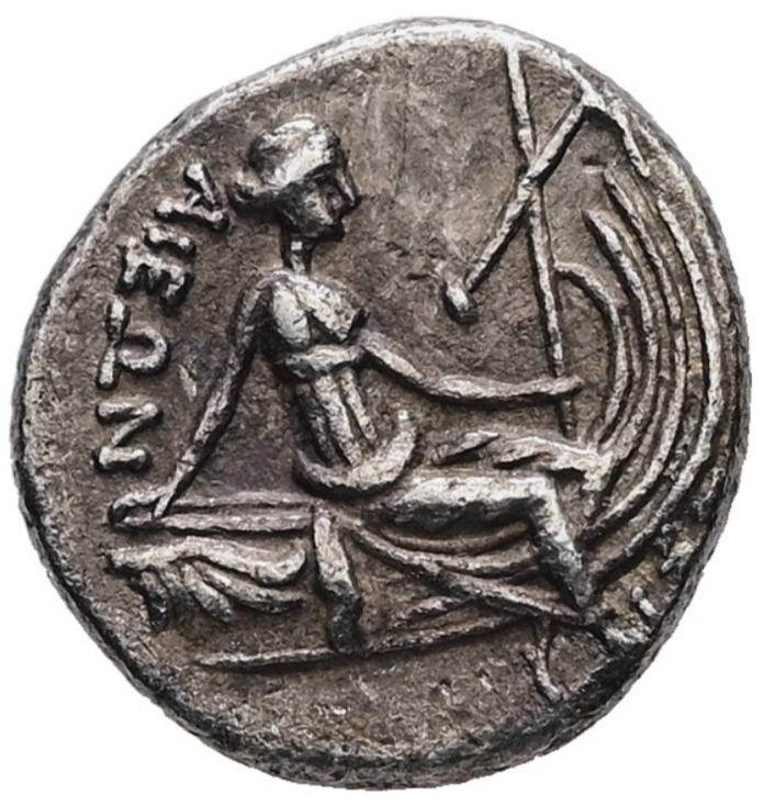 Tetróbolo de plata. Eubea, Ninfa Histiaia. Siglos III-II a.C.