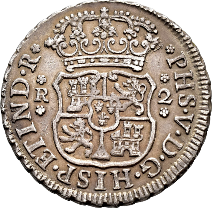FELIPE V. 2 reales. Columnario. 1746. México. MBC+