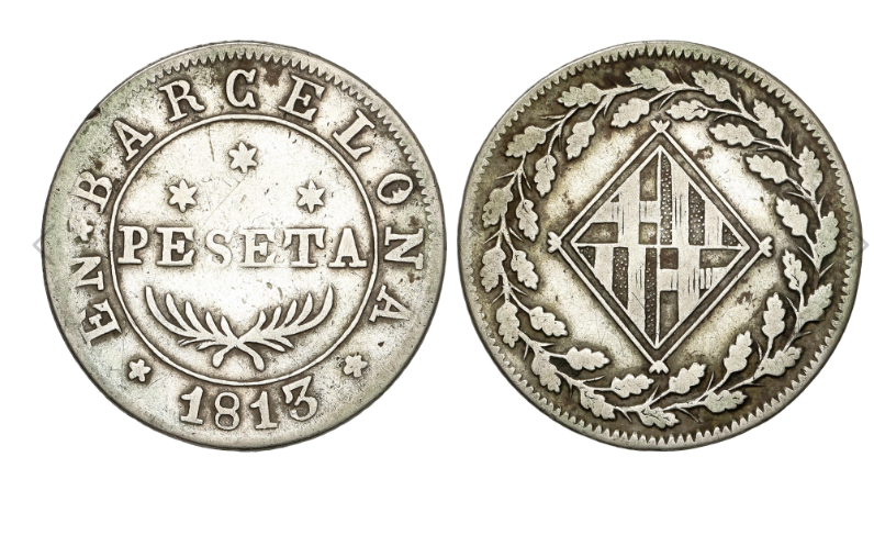 Jose Napoleón · 1 Peseta · 1813 · Barcelona. Variante
