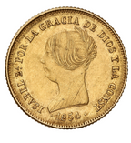 Isabel II. 100 Reales 1854 Barcelona.