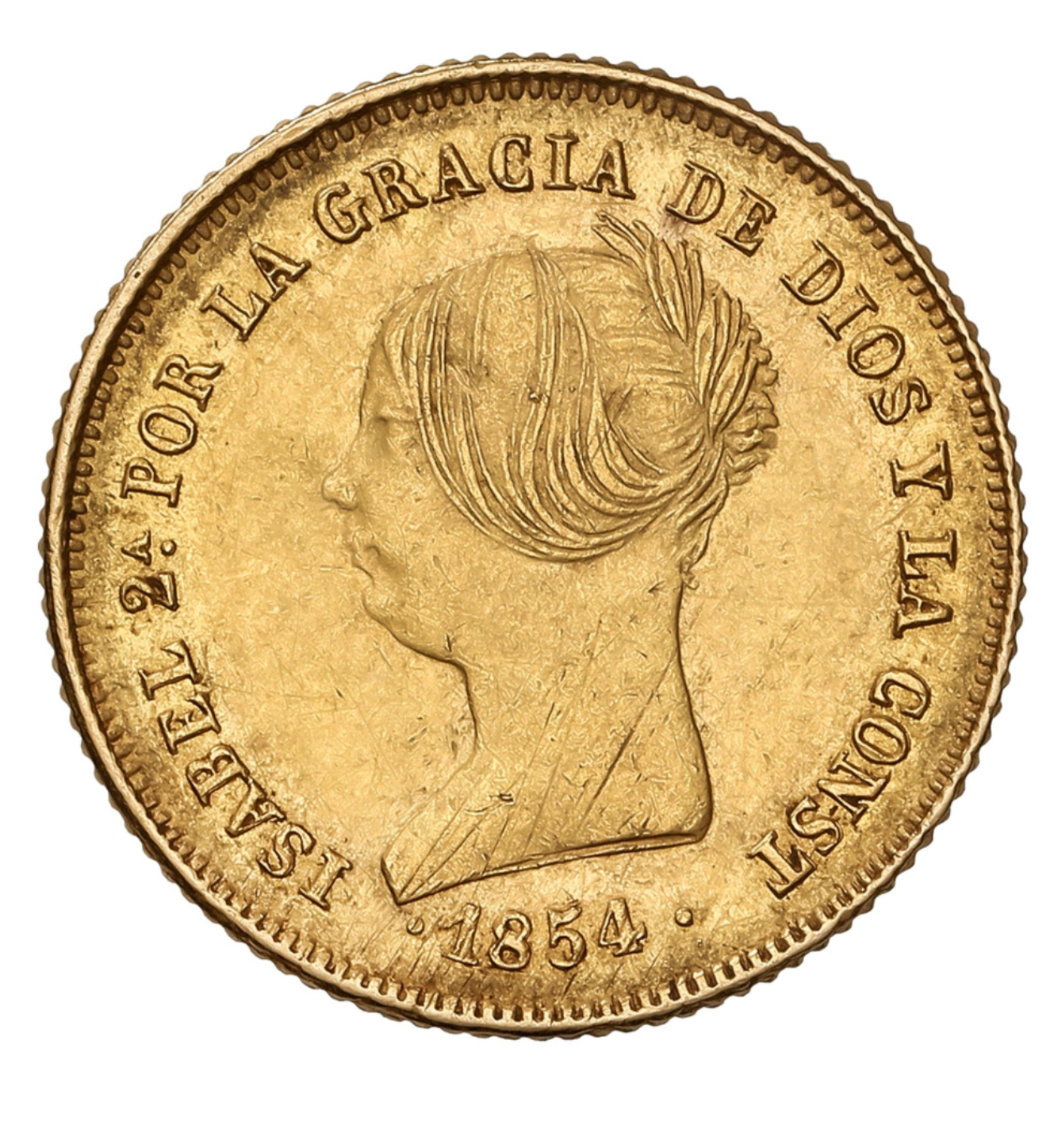 Isabel II. 100 Reales 1854 Barcelona.