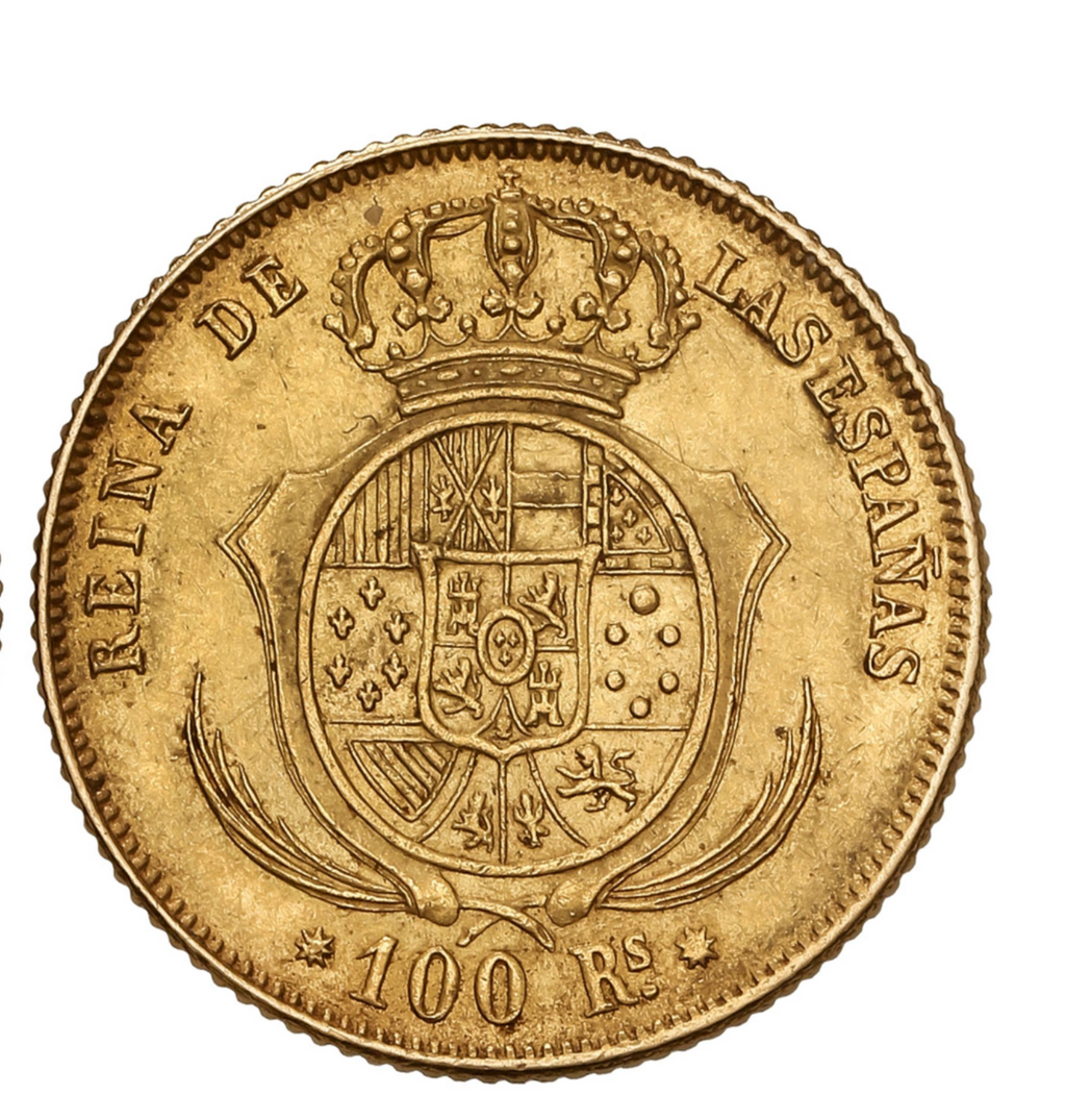 Isabel II. 100 Reales 1854 Barcelona.