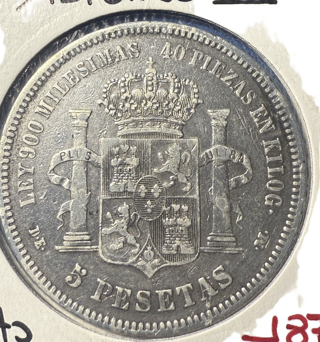 ALFONSO XII. 5 pesetas. 1875 DE M. BC+