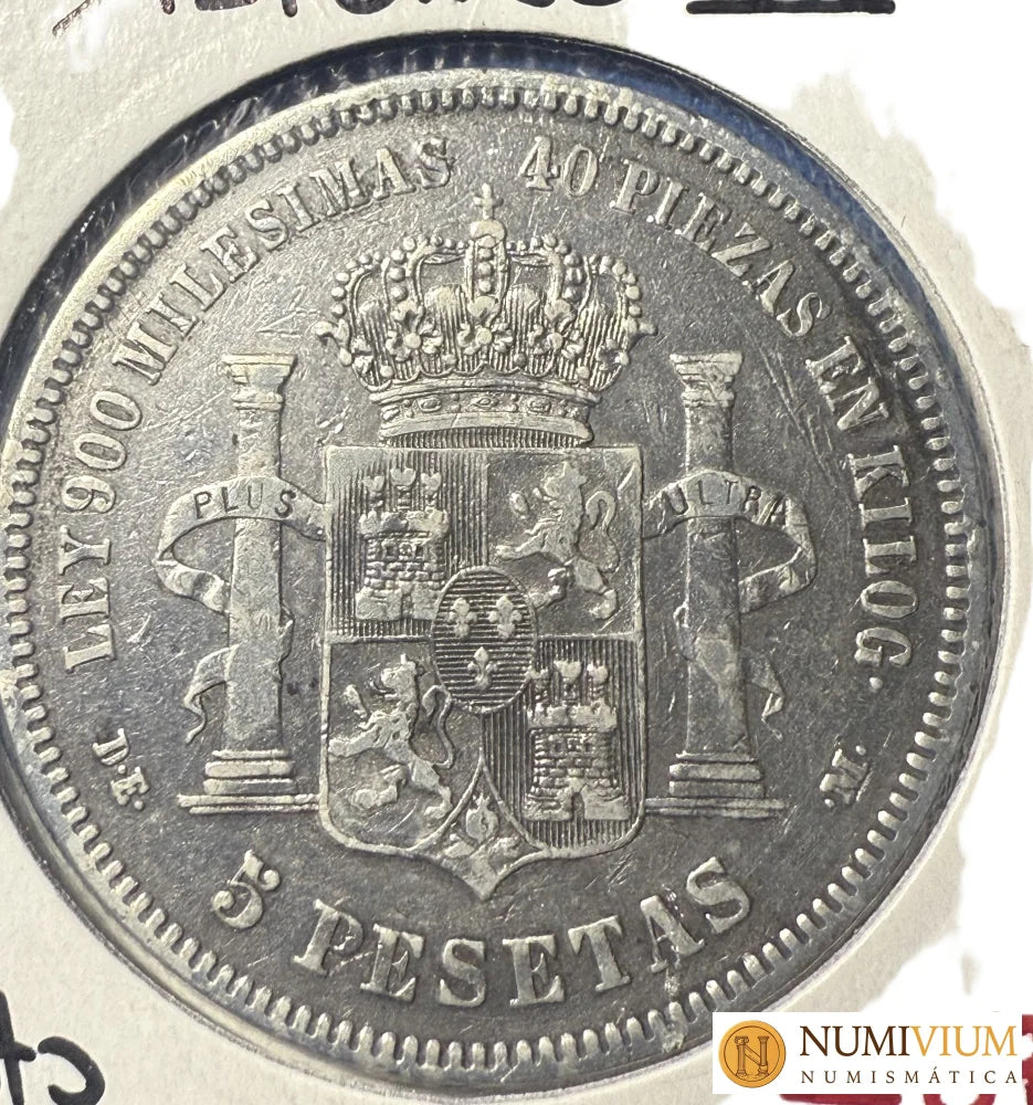 ALFONSO XII. 5 pesetas. 1875 DE M. BC+