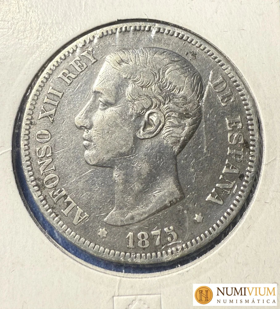 ALFONSO XII. 5 pesetas. 1875 DE M. BC+