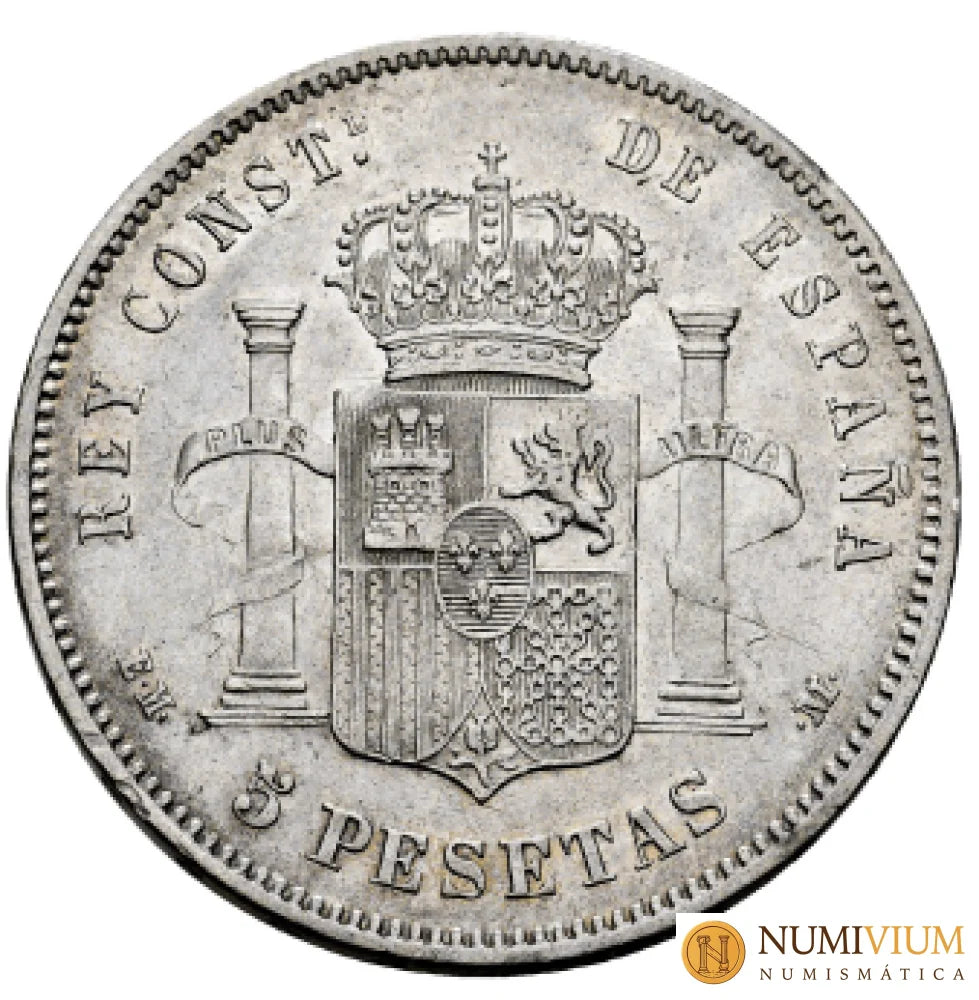 ALFONSO XII. 5 PESETAS. DEM. 1877 *18-78. MBC+
