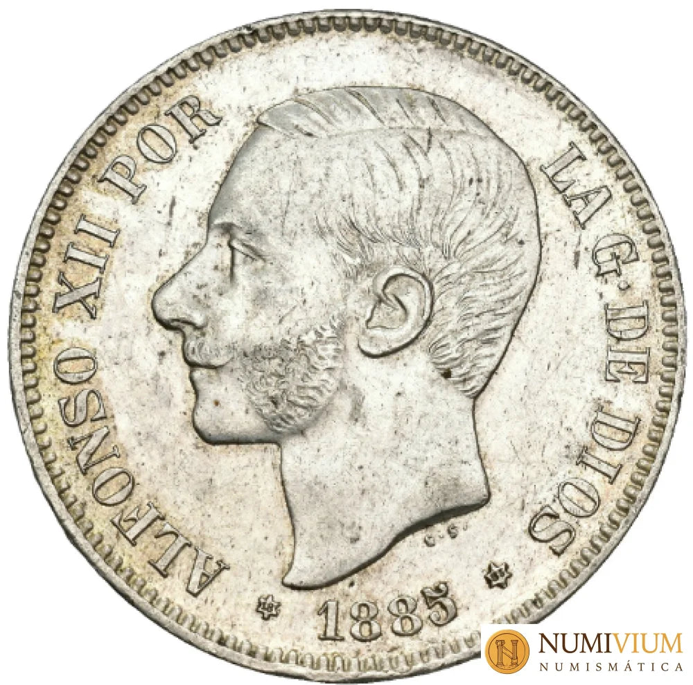 ALFONSO XII. 5 pesetas. Madrid. 1885*18-85.