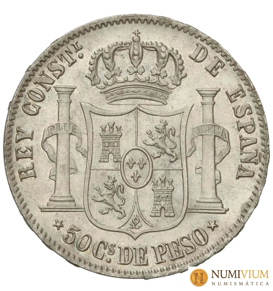 ALFONSO XII. 50 Centavos de Peso. 1885. MANILA. Practicamente Sin Circular