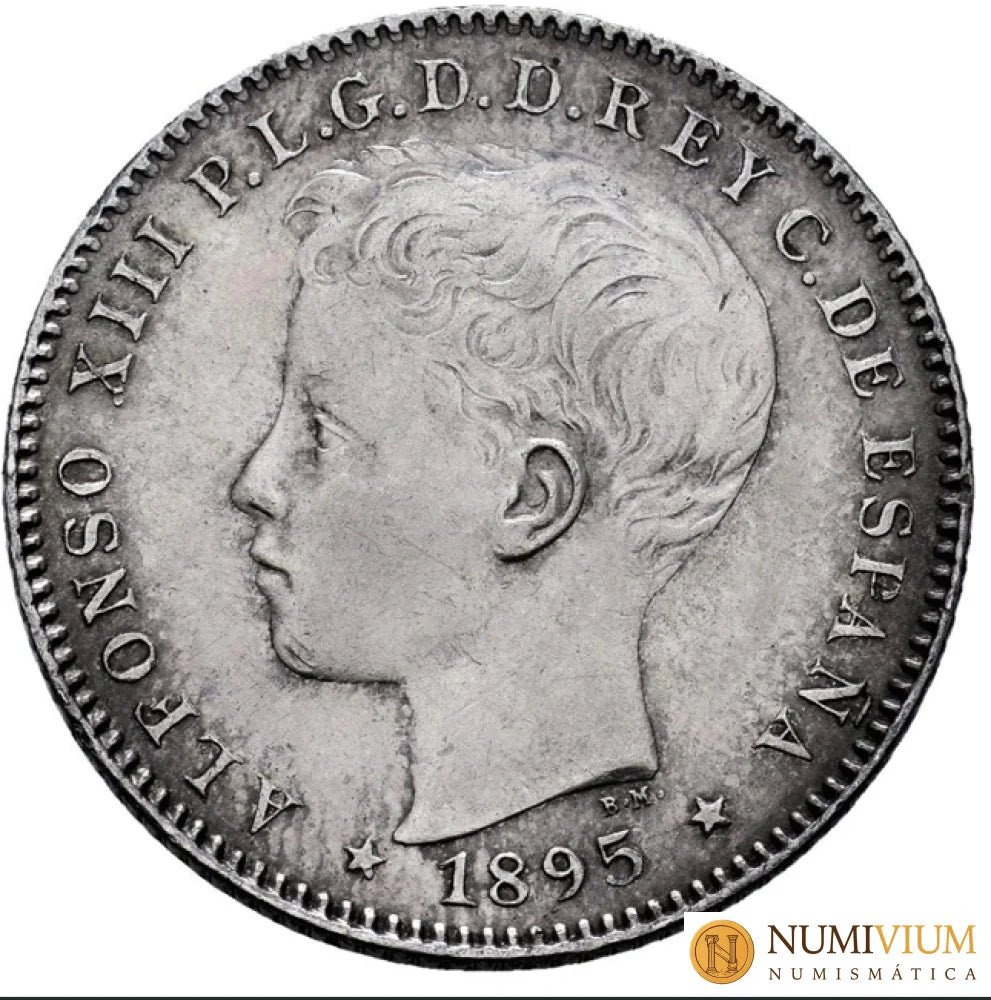 Alfonso XIII (1886-1931). Puerto Rico. 20 centavos. 1895. Escasa así. Encapsulada AU58 (EBC+) Moneda histórica