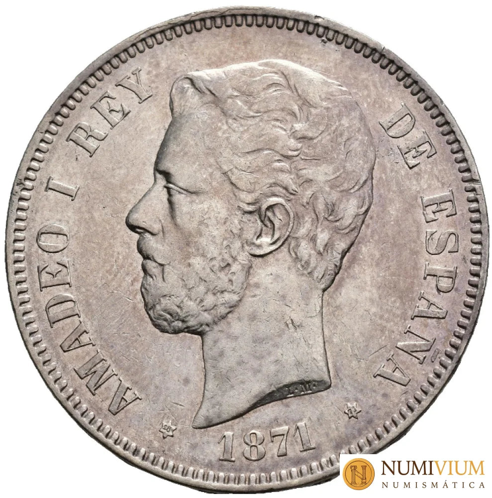 AMADEO DE SABOYA. 5 pesetas. 1871*18-71. Buen ejemplar. EBC- 5 Pesetas