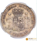 AMADEO DE SABOYA. 5 Pesetas 1874 DEM. VF40 5 Pesetas
