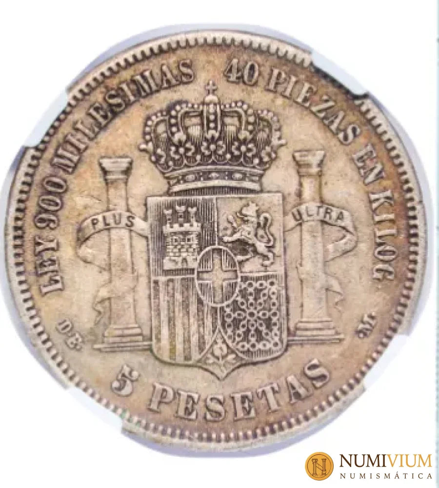 AMADEO DE SABOYA. 5 Pesetas 1874 DEM. VF40 5 Pesetas