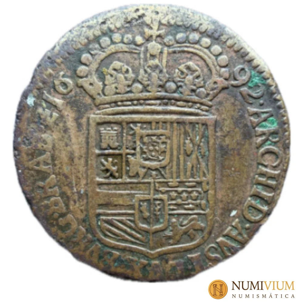 Carlos II (1665-1700). 1 liard. 1692. Amberes. - 1 Liard