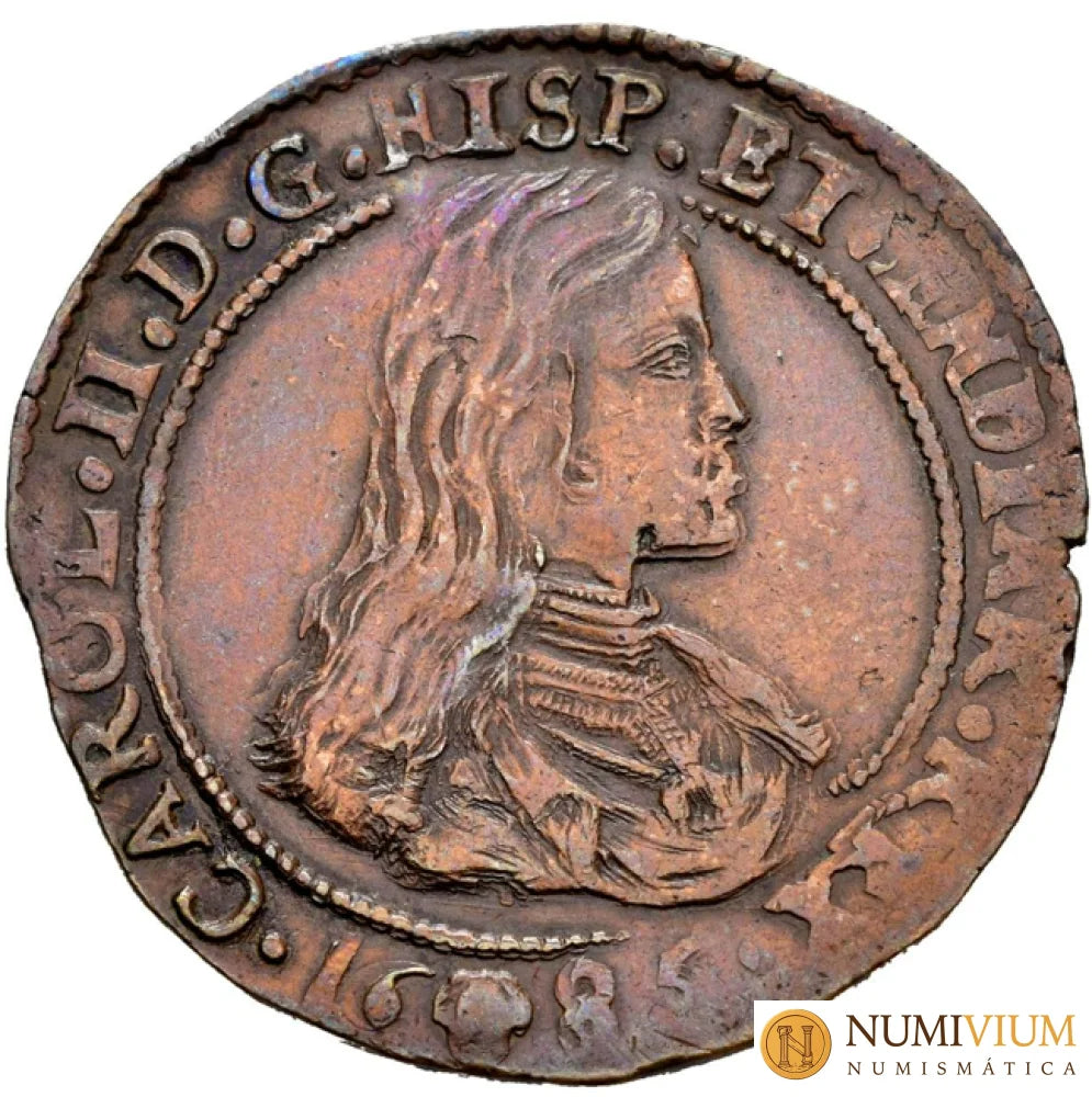 Carlos II (1665-1700). Jetón. 1685. Bruselas. Jetón