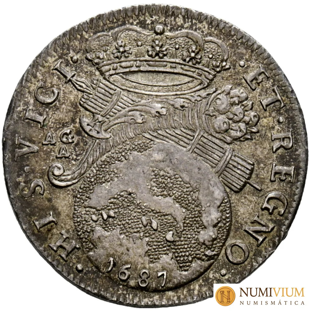 CARLOS II (1665-1700). Tari. 1687. Nápoles. EBC/EBC+. AU-55 Preciosa pátina. Tari