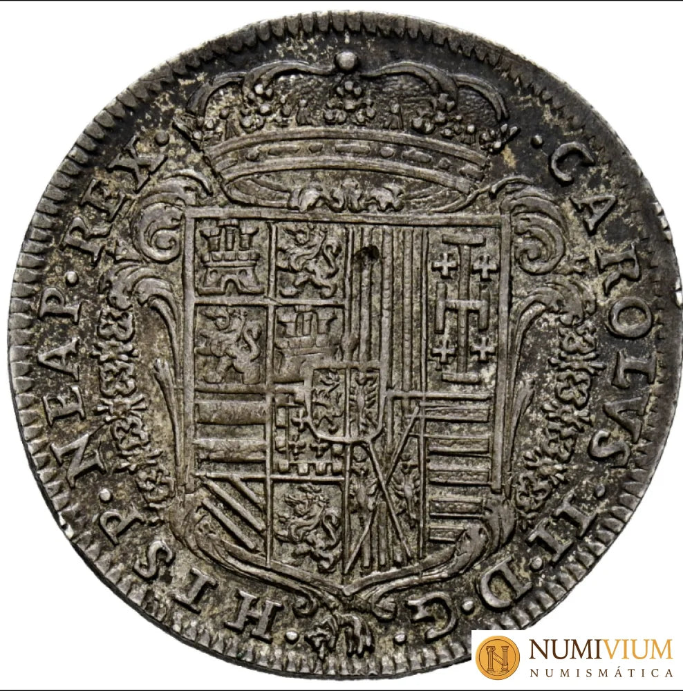 CARLOS II (1665-1700). Tari. 1687. Nápoles. EBC/EBC+. AU-55 Preciosa pátina. Tari