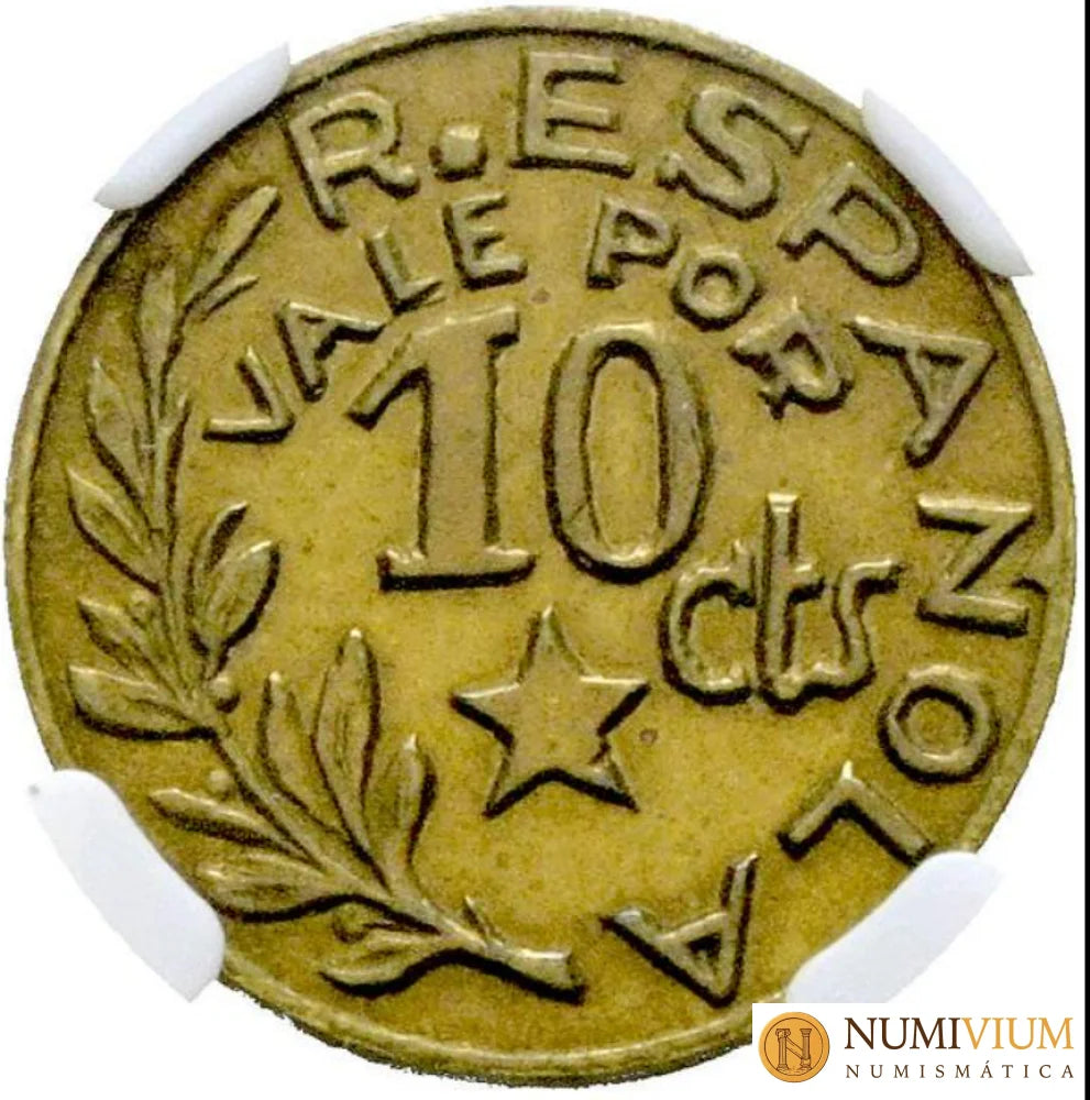 Consejo Municipal de Menorca (Baleares): 10 Céntimos. MS-65. Excelente calidad Emisiones Locales
