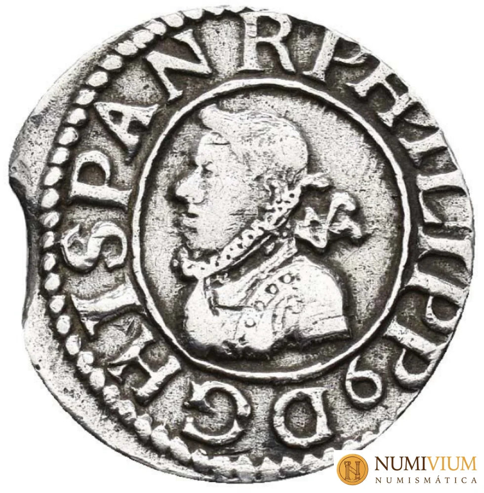 FELIPE III. 1/2 croat. Barcelona. 1613. AR 1,61 g. 17,4 mm.