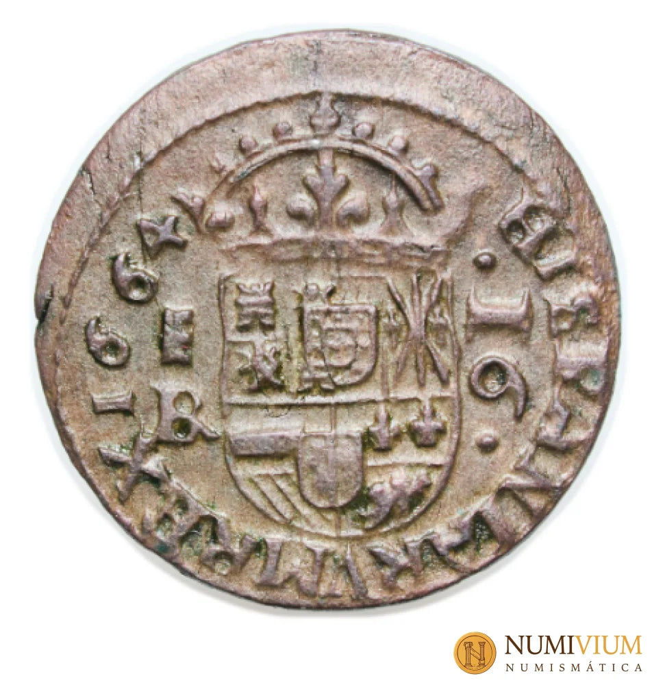 Felipe IV (1621-1665). 16 maravedís. 1664. Segovia. Sin Circular