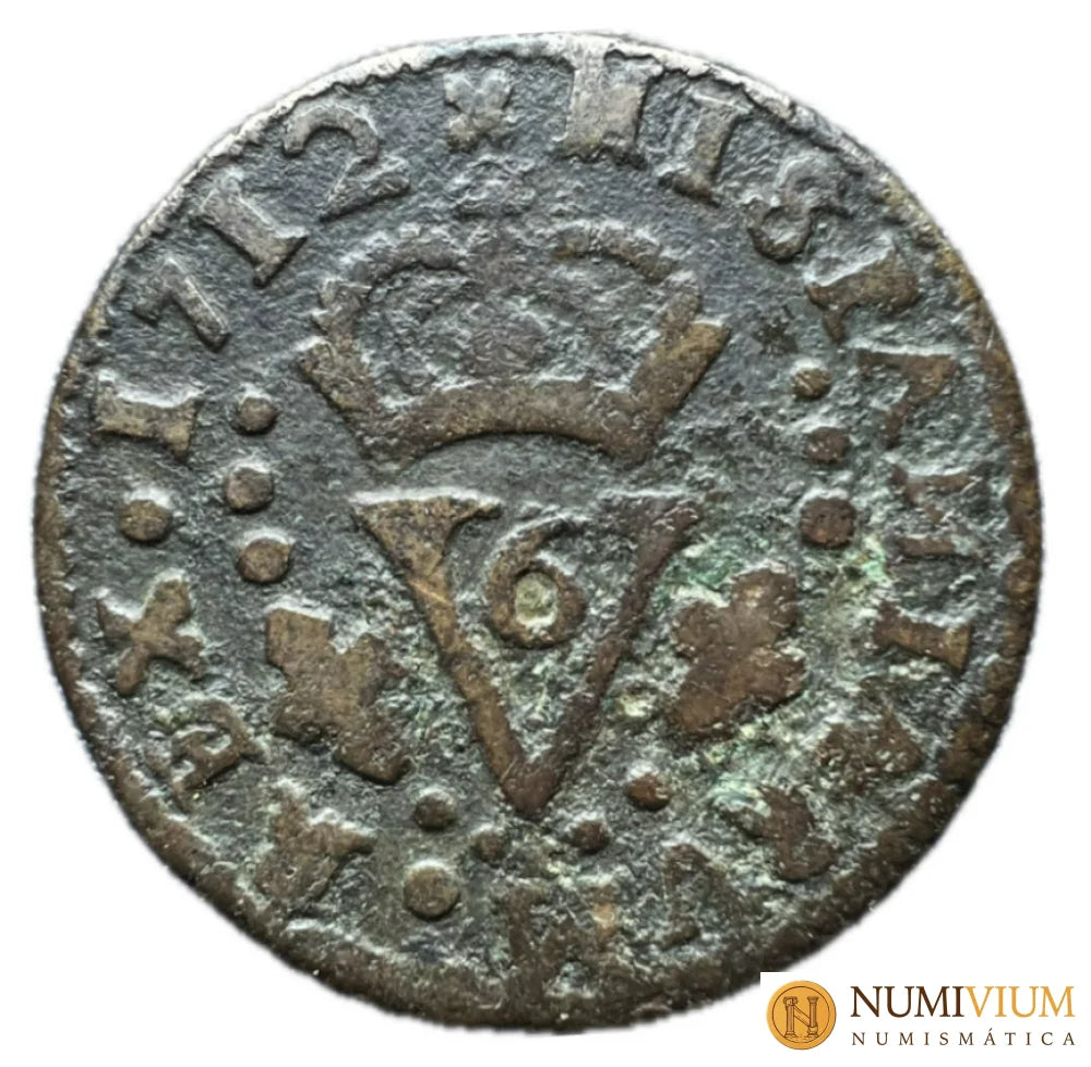 Felipe V (1700-1746). Seiseno o seisó. 1712. Valencia.