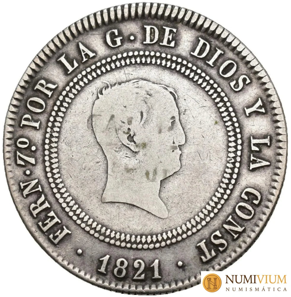 FERNANDO VII. 10 reales. 1821. Sevilla. RD. MBC-/MBC.