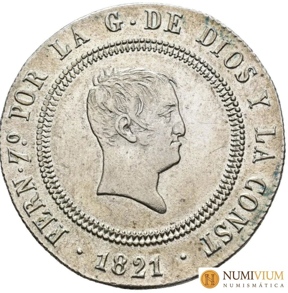 FERNANDO VII. 10 reales. Madrid. 1821. SR. Restos de brillo original. EBC-/MBC+ 10 reales