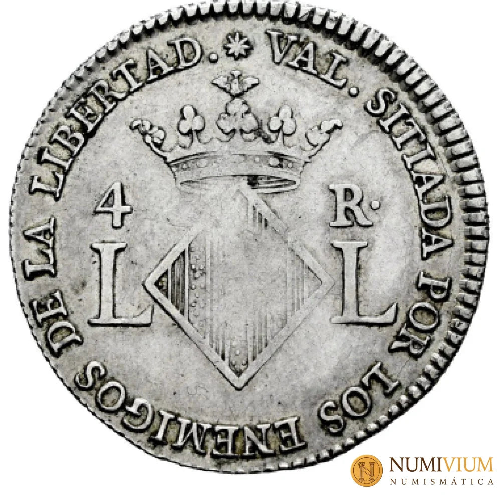 FERNANDO VII (1808-1833). 4 reales. 1823. Valencia. Modulo de 2 reales. MBC+ 4 Reales