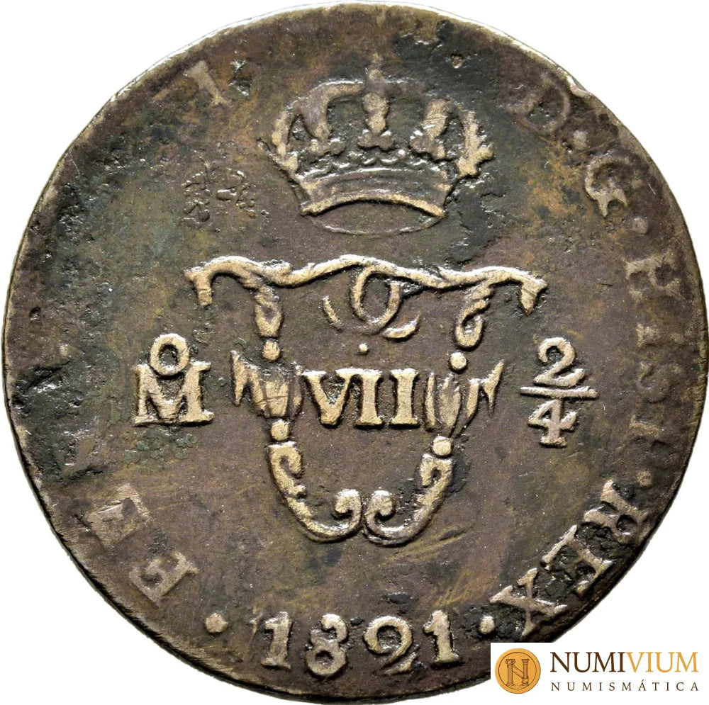Fernando VII. 2/4 de Tlaco. Mexico 1821.