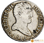 FERNANDO VII. 2 reales. 1813. Busto desnudo. Escasa. MBC-