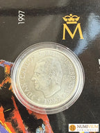 FNMT 1997. Carterita 450 aniversario nacimiento Miguel de Cervantes. 2000 pesetas plata proof