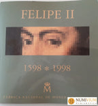 FNMT 1998. 2000 PESETAS DE PLATA DE FELIPE II. EN CARPETA OFICIAL DE LA FNMT