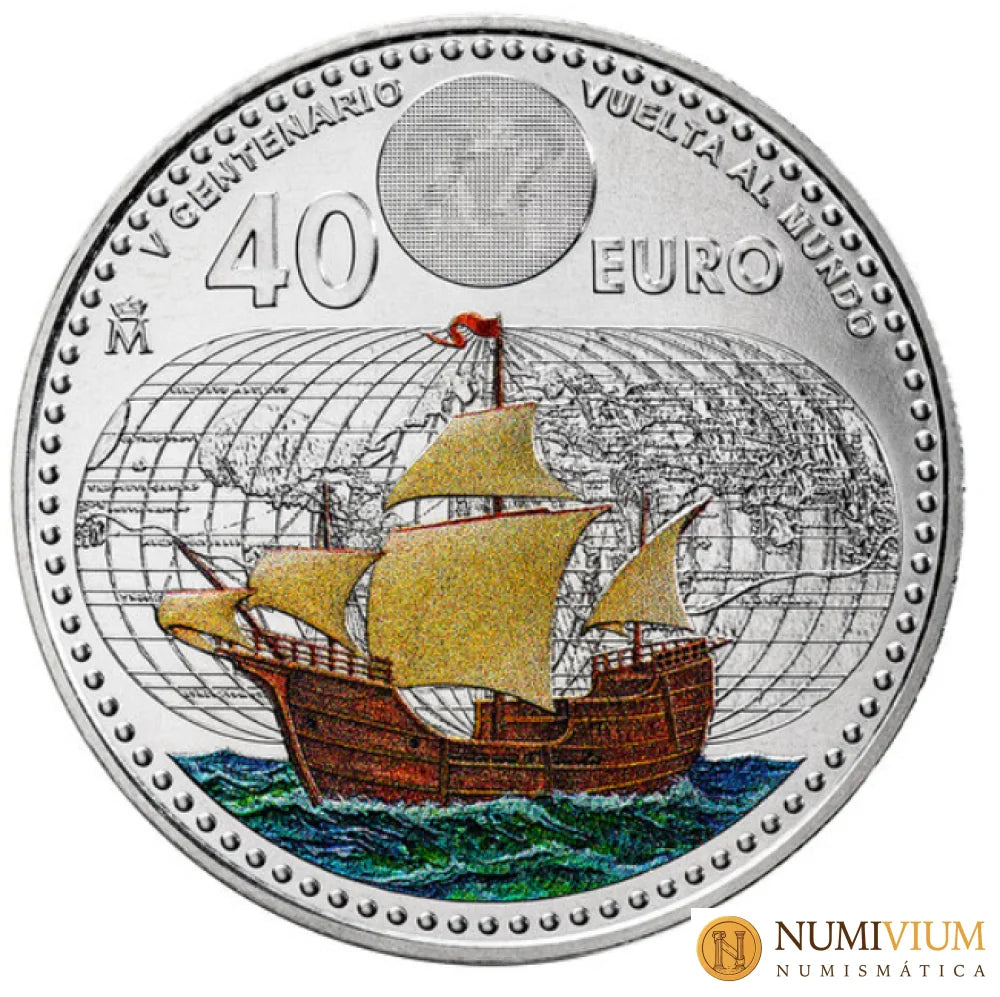FNMT 2022. 40 €. V Centenario de la vuelta al mundo. Plata proof
