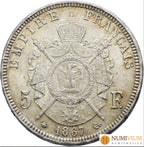 Francia. Napoleón III. 1852-1870. 5 francos 1867 A. Excelente estado