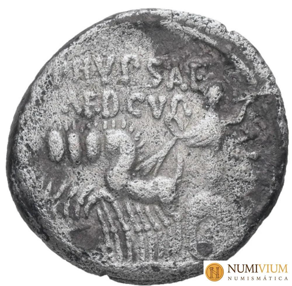 GENS AEMILIA. M. Aemilius Scaurus y Pub. Plautius Hypsaeus 58 a.C. Denario. Roma
