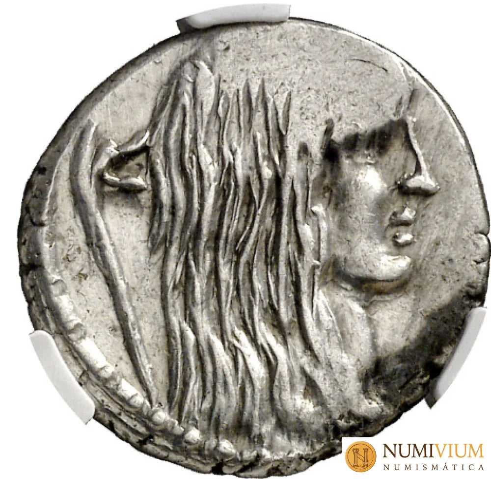 GENS HOSTILIA. Denario. Aprox. 48 a.C. Encapsulada como XF 40. MBC+ Denario república