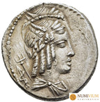 GENS JULIA: L. JULIUS BURSIO. Denario (85 a.C.). Roma Denario república