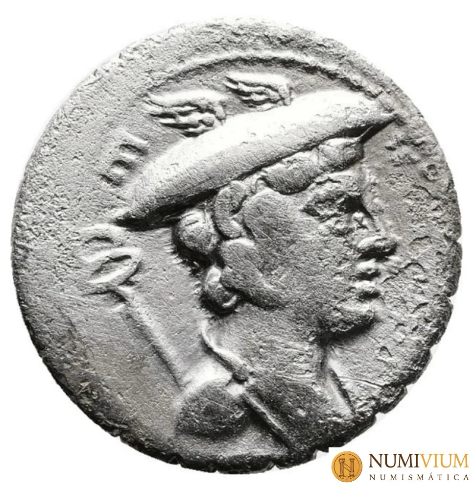 GENS MAMILIA. C. Mamilius Limetanus 82 a.C. Denario de plata. Ulises y su perro Argos Denario república