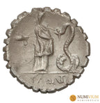 GENS ROSCIA. L. Roscius Fabatus · Denario · 64 a.C.