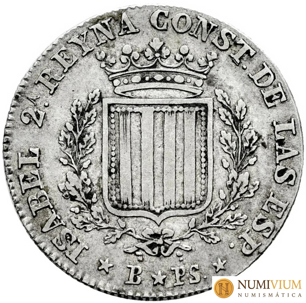 Isabel II (1833-1868). 1 peseta. 1836. Barcelona. PS. Escasa MBC+ Peseta