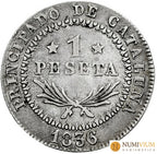 Isabel II (1833-1868). 1 peseta. 1836. Barcelona. PS. Escasa MBC+ Peseta
