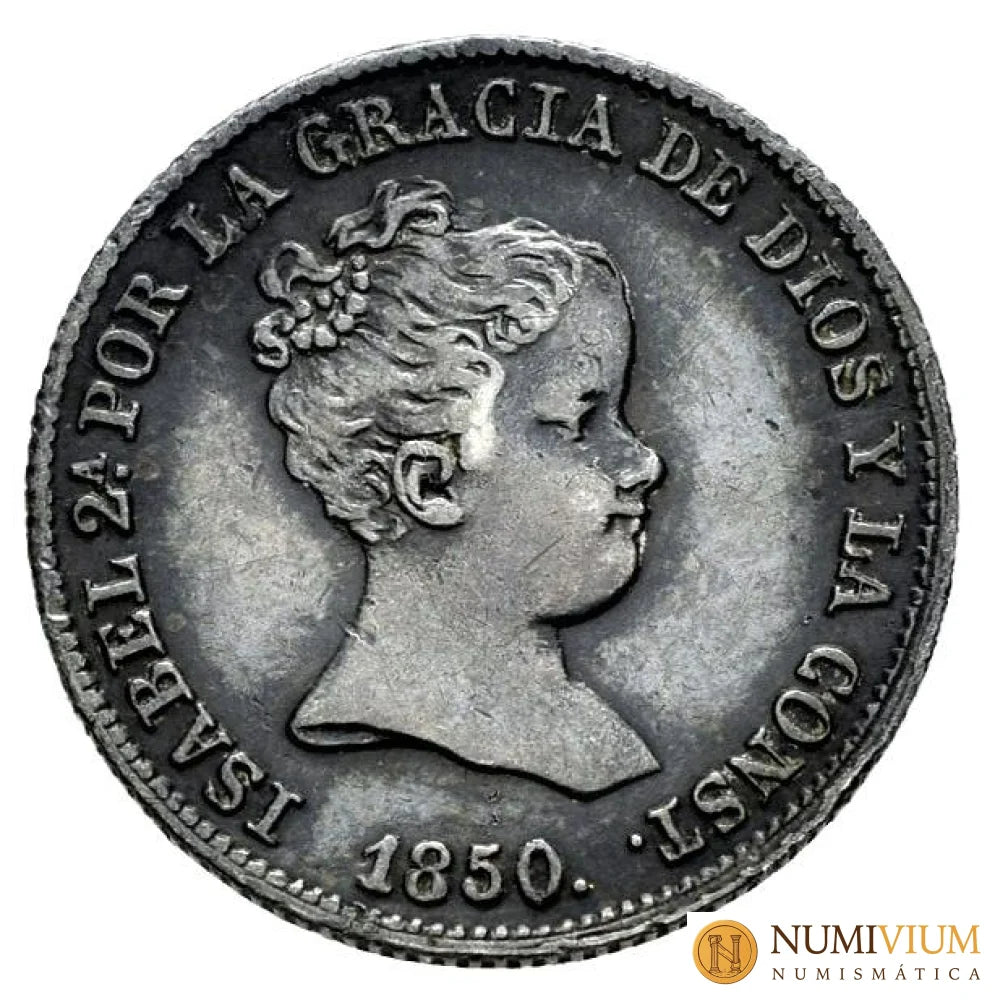 Isabel II (1833-1868). 1 Real. Sevilla. 1850. MBC+/EBC-. Pátina.