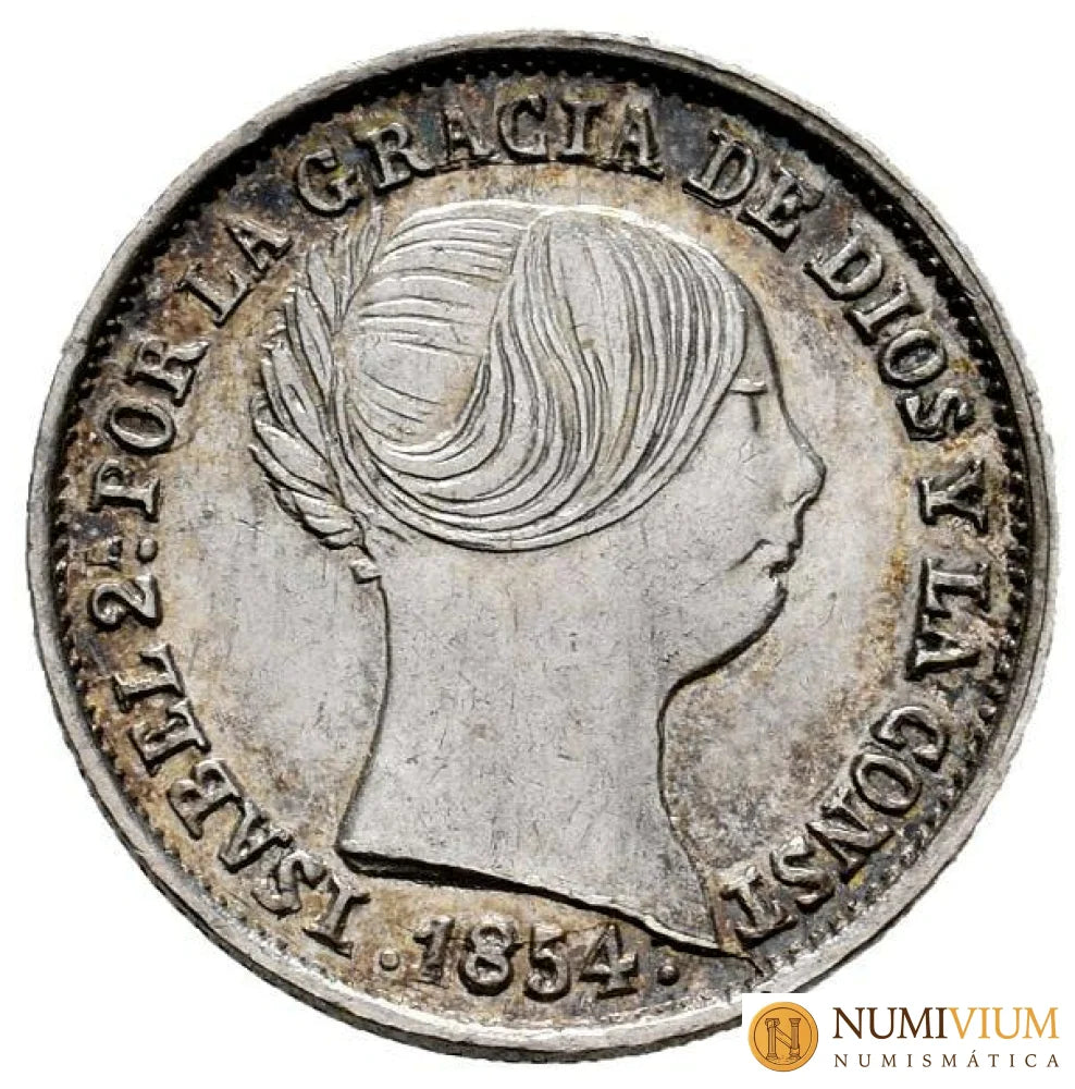 Isabel II (1833-1868). 1 real. Sevilla. 1854(Cal-323). Ligero tono. EBC-/ MBC+ Isabel II