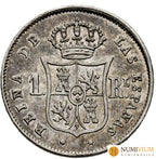 Isabel II (1833-1868). 1 real. Sevilla. 1854(Cal-323). Ligero tono. EBC-/ MBC+ Isabel II