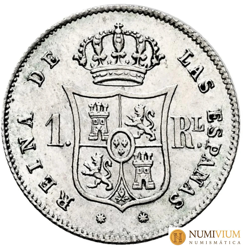 Isabel II (1833-1868). 1 real. Sobrefecha 1860/59. Barcelona. EBC