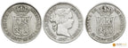 ISABEL II. 40 cts de Escudo. 1866-1867 y 1867. Madrid Lote de 3 monedas. BC+/MBC-